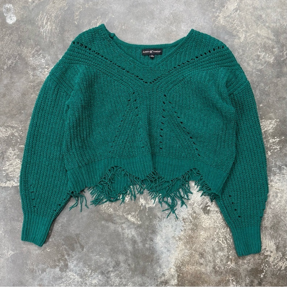 Almost Famous Teal V-Neck Sweater
